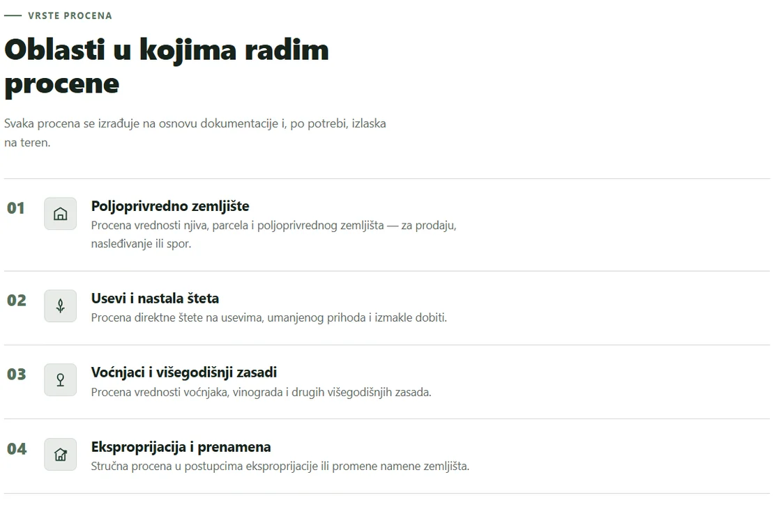 Pregled vrsta procena i veštačenja.